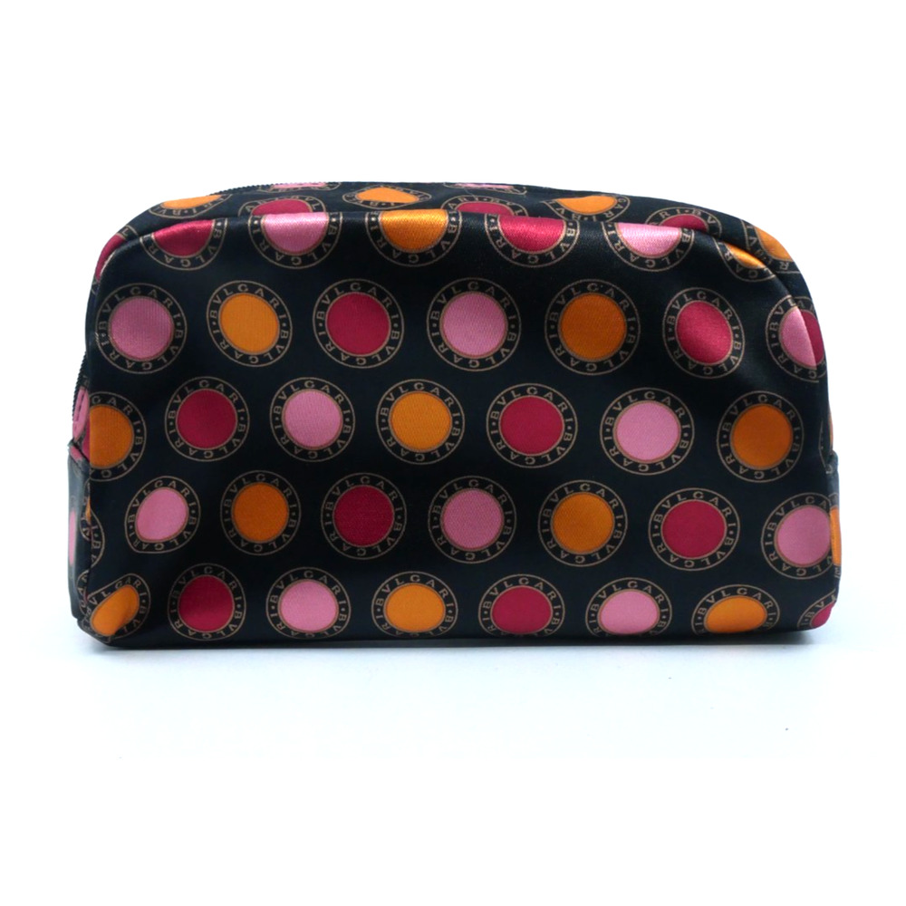 Bvlgari Bulgari Cosmetic Makeup Storage Bag Travel Pouch Circular Logo Pattern